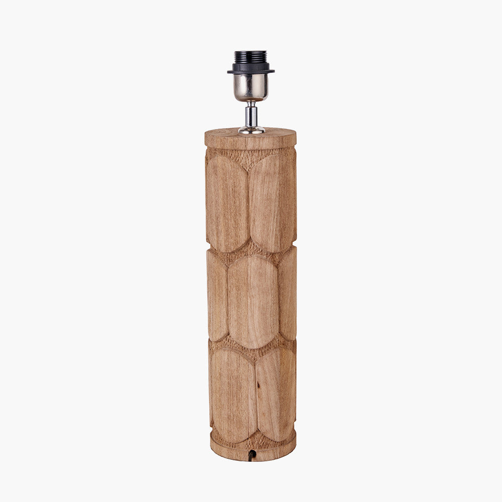Aurelia Embossed Natural Wood Tall Table Lamp - Base Only